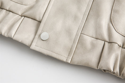 Abrigo de Cuello Alto en Cuero Genuino para Hombre - Primavera y Otoño - Image 11
