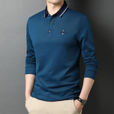 Camisa Manga Larga de Algodón con Solapa para Hombre - Diseño Monocromático - Image 6