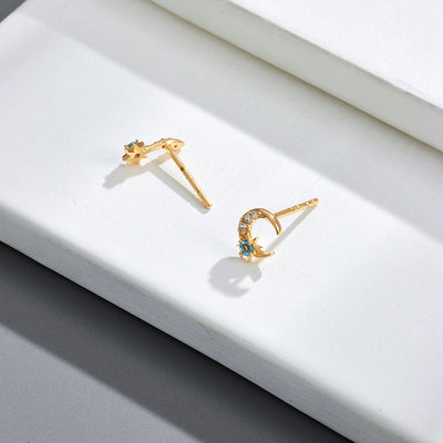 Aretes de Topacio Natural Plata 925 Baño Oro Estrella Luna - Image 5
