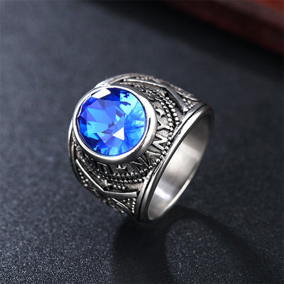 Anillo Militar de Acero Titanio con Gema Punk Personalizado para Hombre - Image 11
