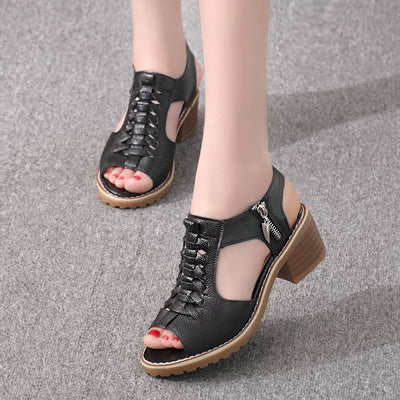 Sandalias Femeninas de Color Sólido con Cierre Lateral - Estilo Moderno y Cómodo - Image 14