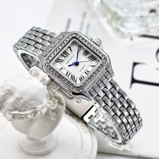 Reloj Cuadrado Retro Impermeable para Mujer con Cristales Incrustados - Image 11