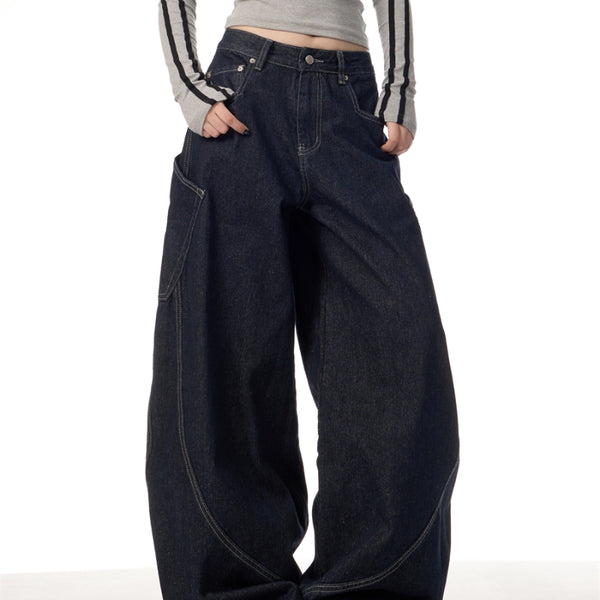 Jeans Retro Americano con Bolsillos Grandes