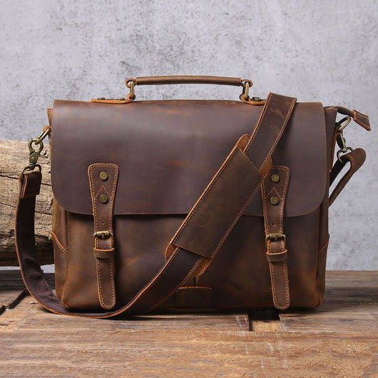 Maletín Portátil de Cuero Genuino Estilo Retro para Hombre - Image 11