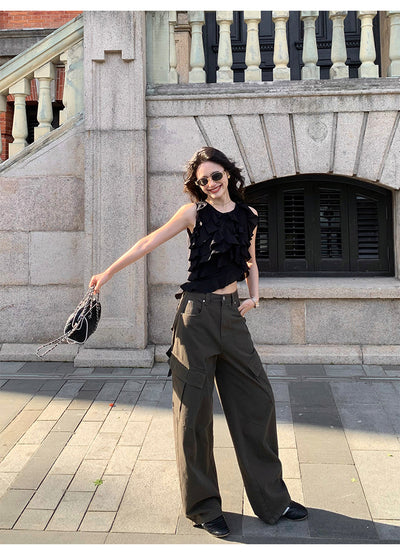 Blusa Sin Mangas con Volantes Irregulares para Mujer - Image 21