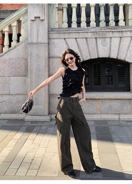 Blusa Sin Mangas con Volantes Irregulares para Mujer - Image 21