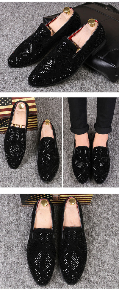 Zapatos de Cuero Negro con Punta Aguda y Lentejuelas para Hombre - Image 8