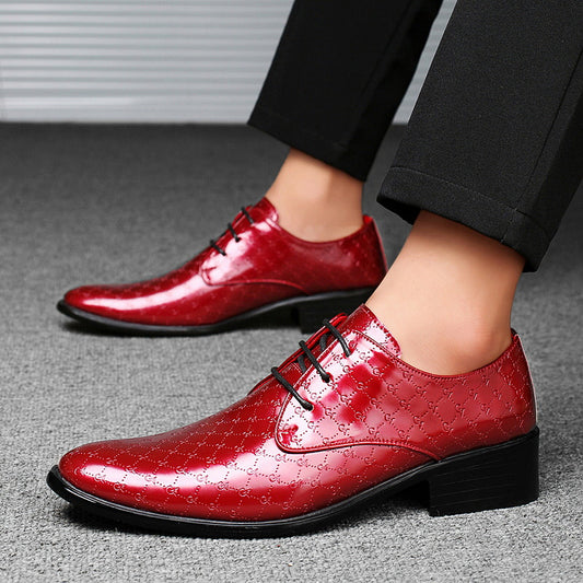 Zapatos Formales de Tacón Alto Puntiagudo en Cuero PU para Hombre