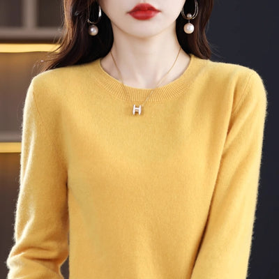 Suéter de Lana Pura Cuello Redondo Mujer - Diseño Holgado Otoño Invierno - Image 14