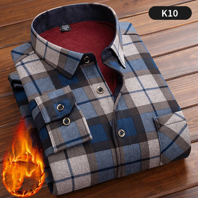 Camisa Cálida Acolchada de Terciopelo para Hombre Talla Grande - Image 37