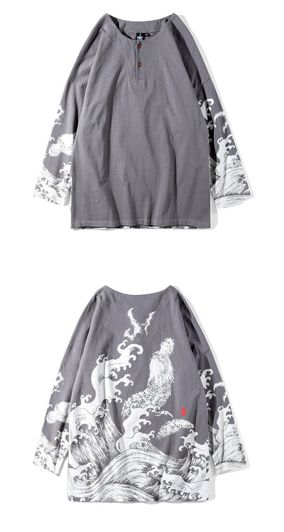 Playera Estilo Chino con Botones y Manga 3/4 - Image 7