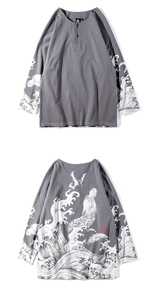 Playera Estilo Chino con Botones y Manga 3/4 - Image 7