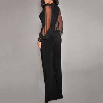 Jumpsuit de Pierna Recta con Costuras de Malla y Remaches - Image 9