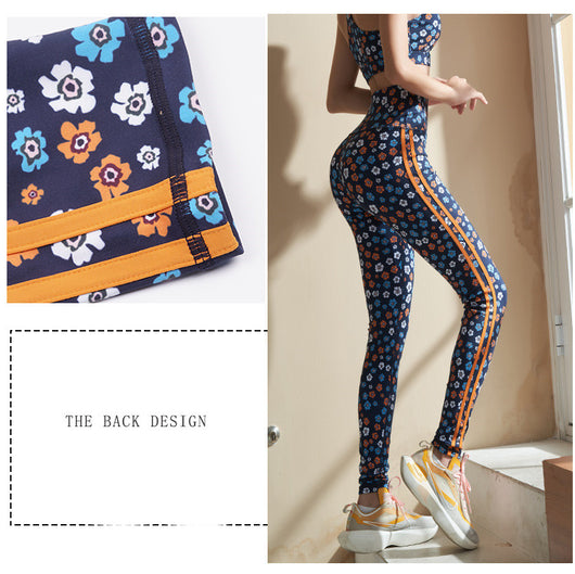 Conjunto Deportivo Yoga Dos Piezas con Espalda Descubierta Flor Azul - Image 6