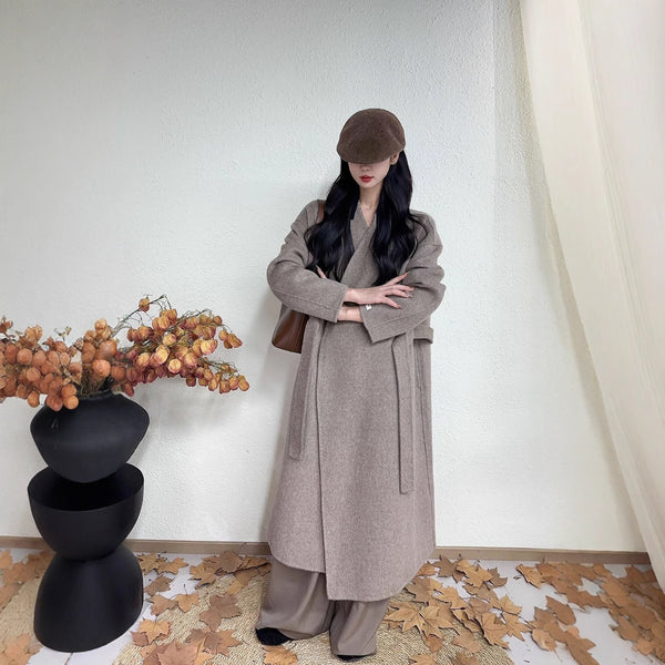 Abrigo Lana Reversible Doble Cara Estilo Coreano