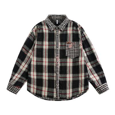 Camisa Cuadros Mujer Primavera Otoño Efecto Dos Piezas Manga Larga Casual - Image 9