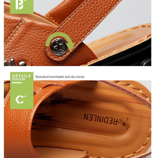 Sandalias Hombre Cuero Genuino Playa - Chanclas Antideslizantes Cómodas - Image 4
