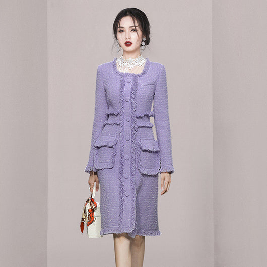 Abrigo Tweed Elegante para Mujer - Cuello Cuadrado Otoño - Image 10