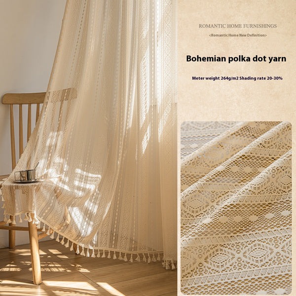 Cortinas de Encaje Malla Color Madera para Sala y Dormitorio - Image 6