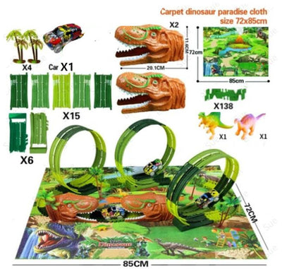 Juguete de Carrera en Pista Eléctrica Tiranosauro Dinosaurio Ensamblable con Simulación - Image 36