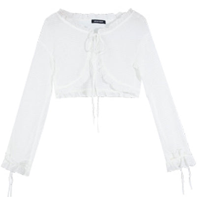 Conjunto Falda Plisada Cuadros Retro con Corpiño y Blusa Protección Solar Estilo Universitario - Image 10