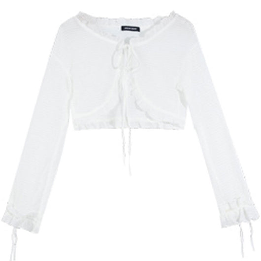 Conjunto Falda Plisada Cuadros Retro con Corpiño y Blusa Protección Solar Estilo Universitario - Image 10