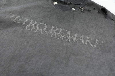 Camiseta Punk Desgastada de Manga Corta para Hombre - Image 9