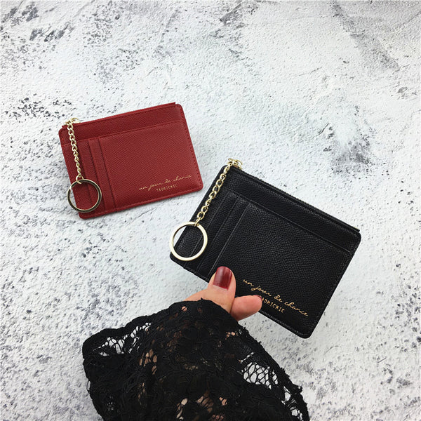Cartera Minimalista Ultra Delgada con Cierre de Cremallera - Organizador de Documentos Retro
