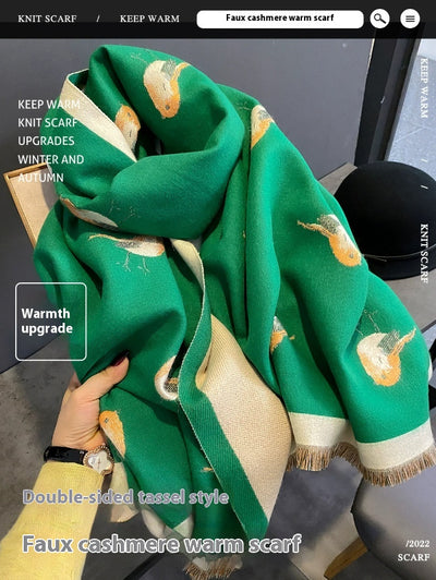 Pashmina Cálida con Diseño de Aves - Bufanda Versátil de Cachemira - Image 7