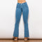 Pantalón Jean Negro Recto Cintura Media Pierna Ancha Levantacaderas con Elástico