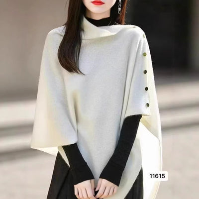 Poncho Capa Tejida Suelta para Mujer - Diseño Liso y Versátil - Image 3