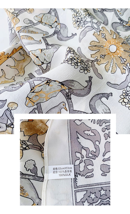Pañuelo de Seda Estilo Europeo Vintage con Flores y Pájaros - Image 11