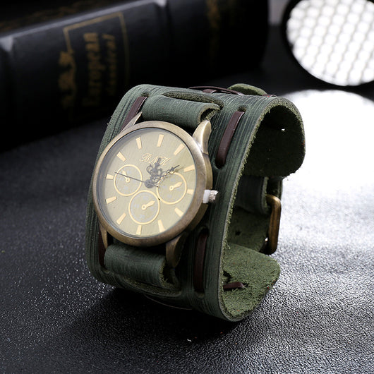 Reloj de Pulsera Vintage en Cuero Ancho para Hombre - Image 17