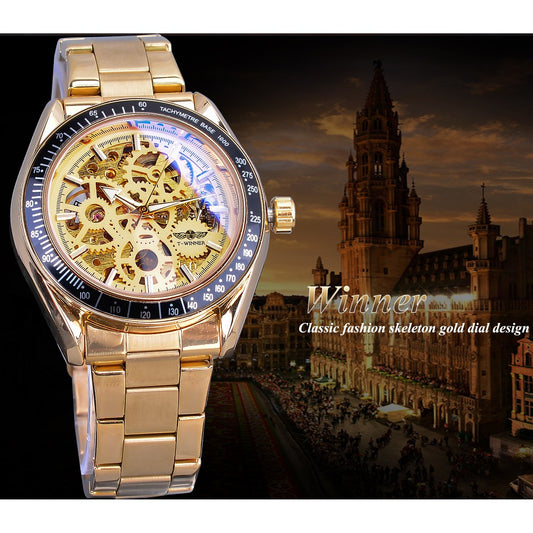 Reloj Mecánico Esqueleto de Acero para Hombre - Diseño Casual y Elegante
