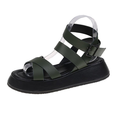 Sandalias Romanas Retro con Plataforma Elevada y Hebilla Delgada - Image 11
