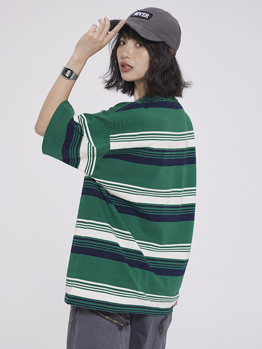 Playera de Rayas en Contraste para Hombre y Mujer - Image 9
