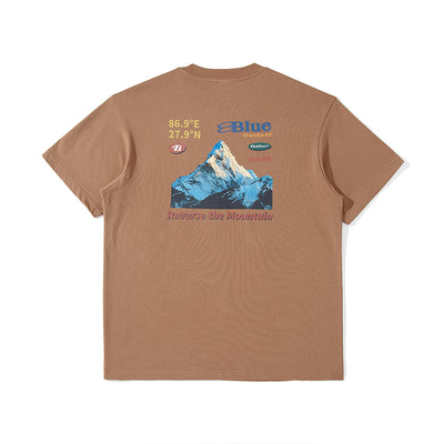 Playera Suelta Retro Pareja Estampado Montaña Nevada - Image 10