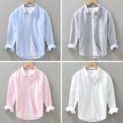 Camisa Oxford de Manga Larga para Hombre - Casual y Versátil - Image 16