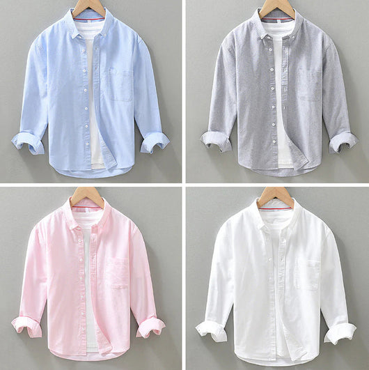 Camisa Oxford de Manga Larga para Hombre - Casual y Versátil - Image 16