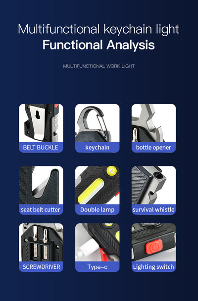 Linterna de Emergencia Multifuncional COB con Cargador y Llavero - Image 9