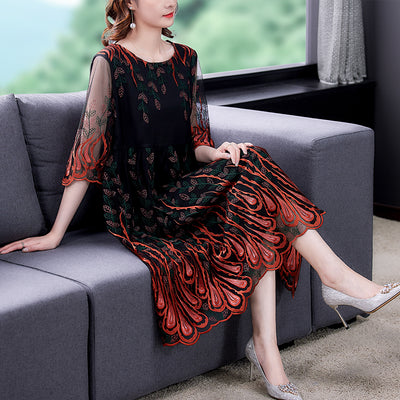 Falda Elegante con Malla Bordada: Efecto Reductor y Estilo Sofisticado - Image 9