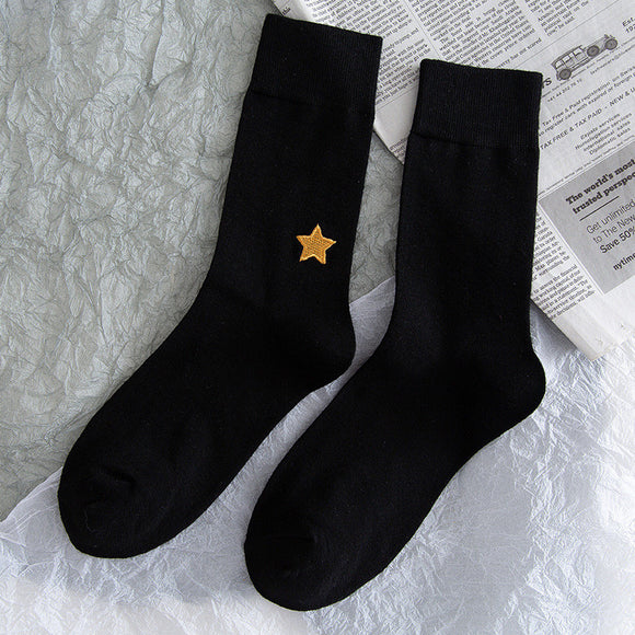 Calcetines JK Estilo Coreano Estrellas y Luna - Calcetines Altos de Color Puro