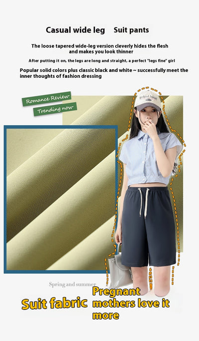 Shorts Premamá Cortos de Cintura Alta Pierna Ancha Verano Ligero - Image 12