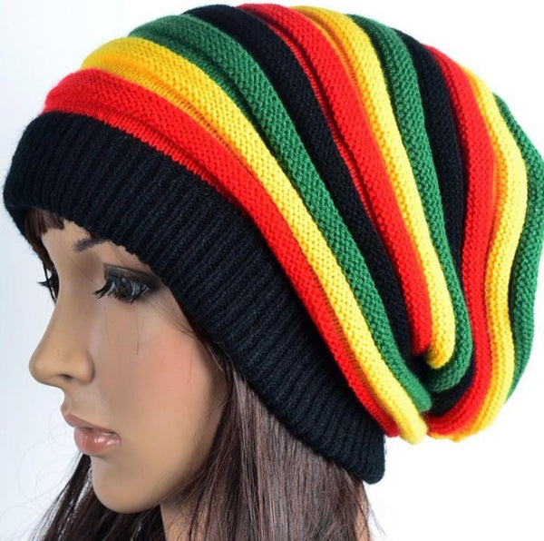 Gorro Tejido Arcoíris con Rayas de Colores