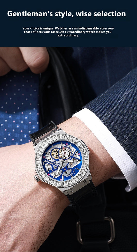 Reloj Mecánico Automático para Hombre con Movimiento Hueco y Diamantes - Image 18
