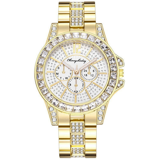 Reloj de Cuarzo de Acero Inoxidable con Diamantes y Tres Subdiales - Image 10