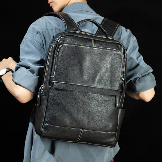 Mochila Ejecutiva de Cuero Genuino Hecha a Mano - Diseño Retro para Profesionales
