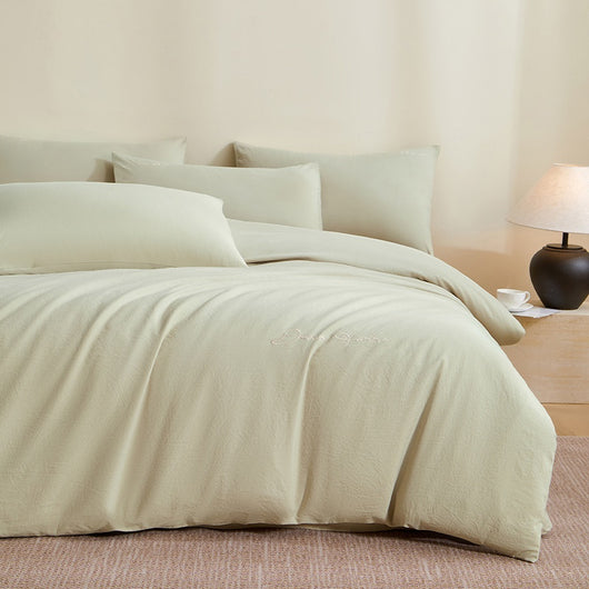 Juego de Cama de Algodón Grueso con Bordado Minimalista - 4 Piezas - Image 22