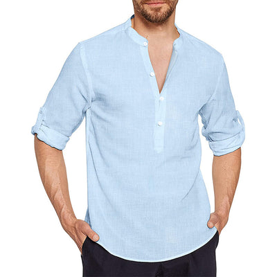Camisa Juvenil de Algodón y Lino para Hombre - Image 5