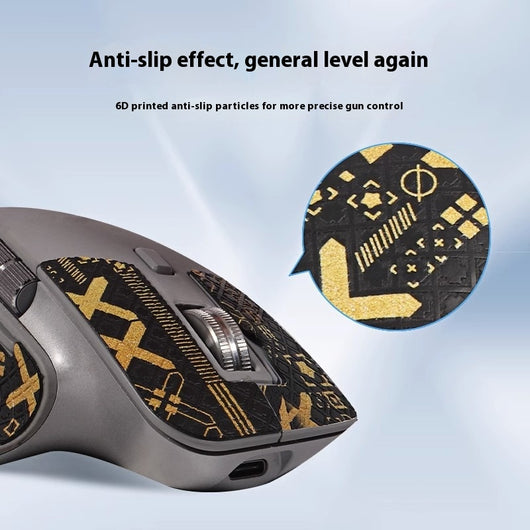 Red and black anti-slip sticker set with geometric and text patterns for Logitech MX Master 3s mouse. - Image 3